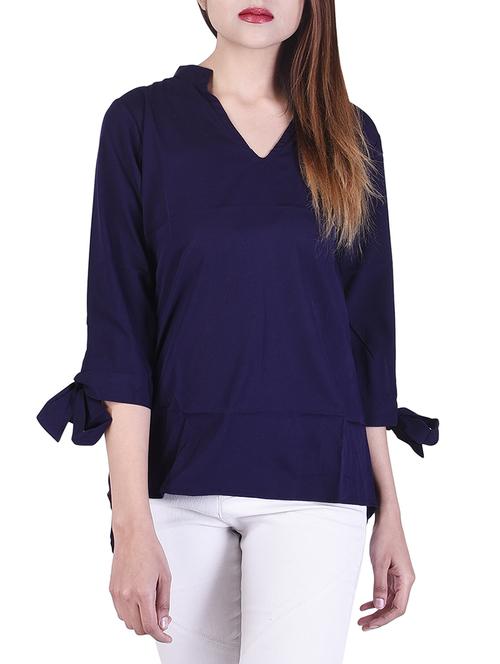 blue solid asymmetrical tunic - 14945591 - Very Small Image - 1