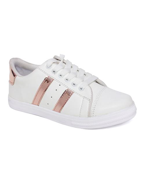 white leatherette laceup sneakers - 14946819 - Very Small Image - 1