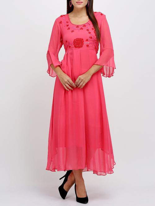 flared embroidered kurta - 14947004 - Very Small Image - 1