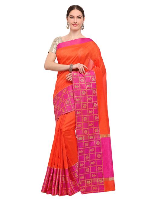 delicate golden zari border saree with blouse - 14947046 - Very Small Image - 1