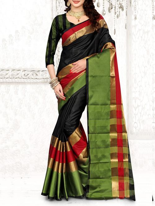 black silk saree with blouse - 14948025 - Very Small Image - 1