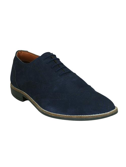 navy suede lace-up brouge - 14948444 - Very Small Image - 1
