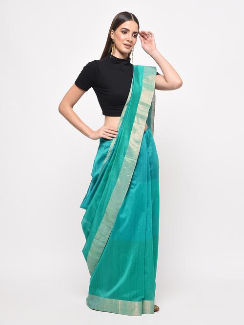fuchsia designs green handloom saree with blouse - 14949747 - Very Small Image - 1