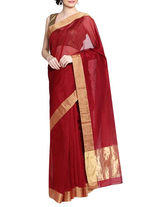 fuchsia designs maroon handloom saree with blouse - 14949748 - Very Small Image - 1