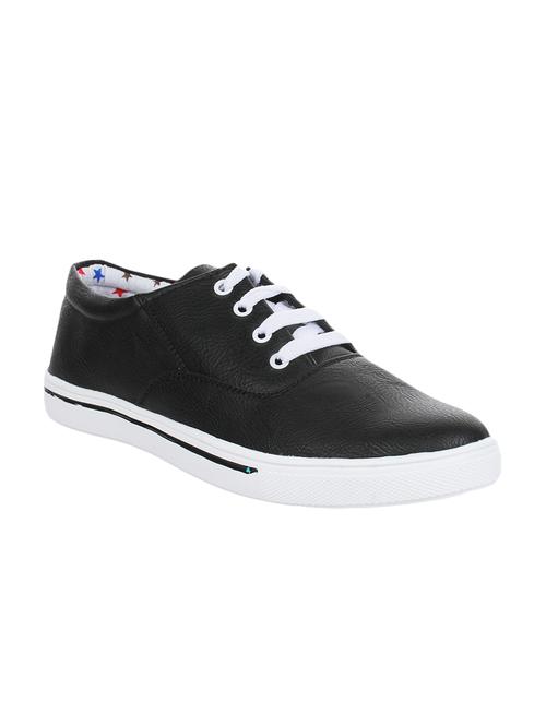 black leatherette lace up sneaker - 14949778 - Very Small Image - 1