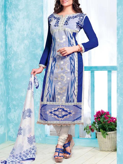 embroidered unstitched churidaar suit - 14950632 - Very Small Image - 1