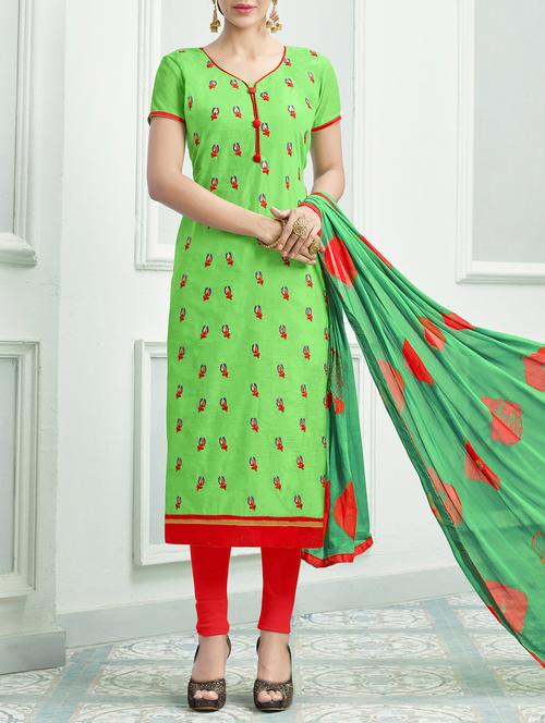 Embroidered unstitched churidaar suit - 14950677 - Very Small Image - 1