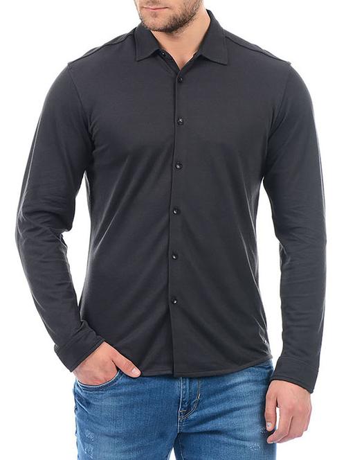 black cotton blend casual shirt - 14951202 - Very Small Image - 1