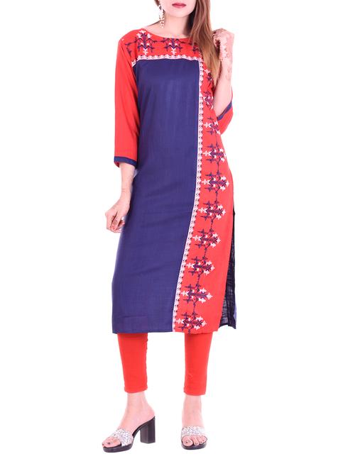 Blue Viscose Straight Kurta - 14953156 - Very Small Image - 1