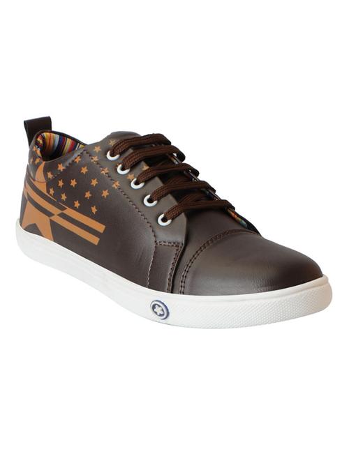 brown leatherette lace up sneaker - 14954395 - Very Small Image - 1