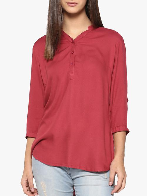 solid red viscose tunic - 14954902 - Very Small Image - 1