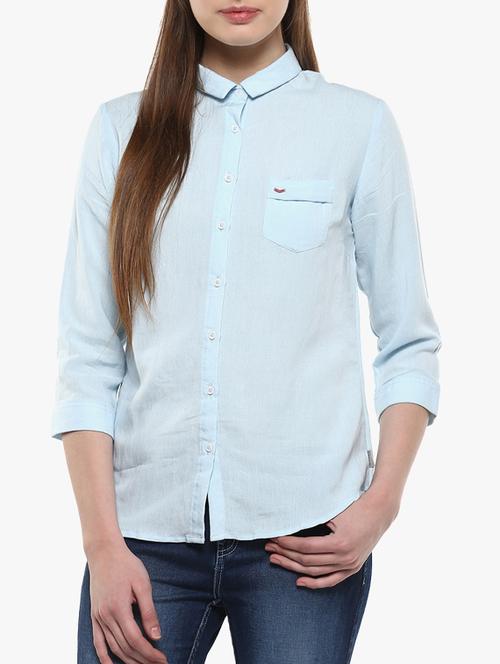 light blue cotton blend shirt - 14954925 - Very Small Image - 1