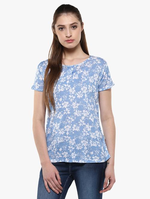 blue printed viscose tee - 14954953 - Very Small Image - 1