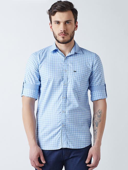 blue cotton casual shirt - 14955064 - Very Small Image - 1