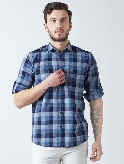 blue cotton casual shirt - 14955074 - Very Small Image - 1