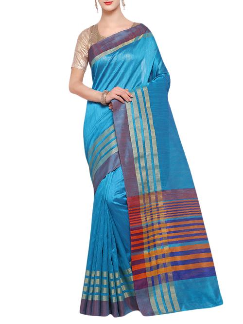 blue silk bordered saree with blouse - 14956543 - Very Small Image - 1