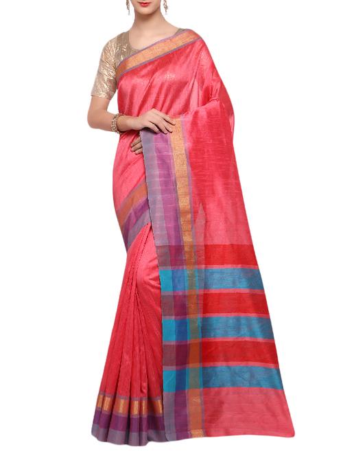 peach silk bordered saree with blouse - 14956549 - Very Small Image - 1