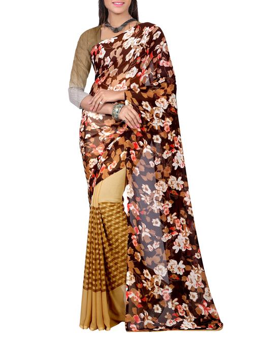 multi colored georgette printed saree with blouse - 14956976 - Very Small Image - 1