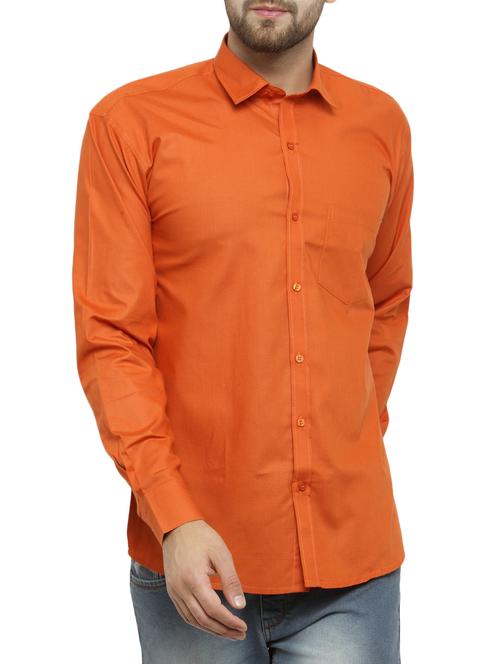 orange cotton casual shirt - 14957419 - Very Small Image - 1