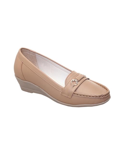 beige faux leather slip on loafers - 14957580 - Very Small Image - 1