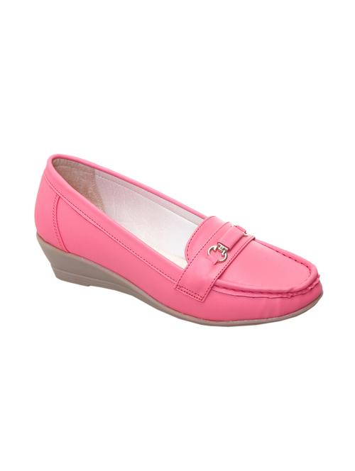 pink faux leather slip on loafers - 14957582 - Very Small Image - 1