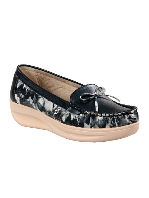 black faux leather slip on loafers - 14957587 - Very Small Image - 1