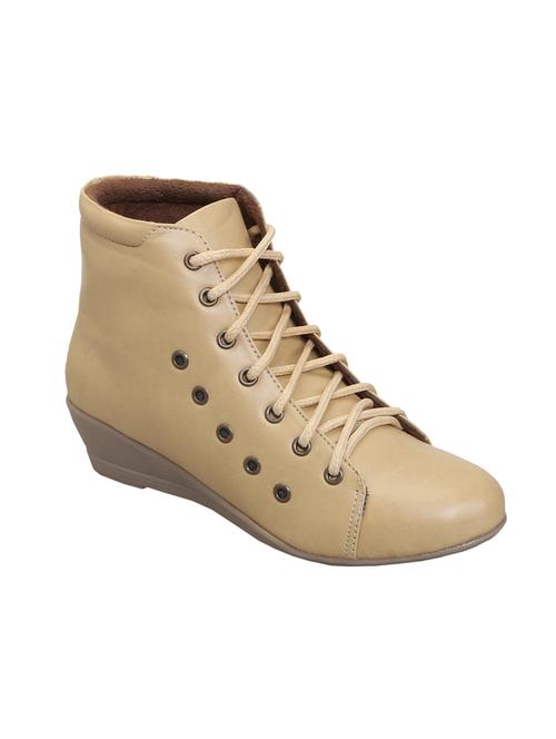 Beige Lace-up Ankle Boot - 14958506 - Very Small Image - 1