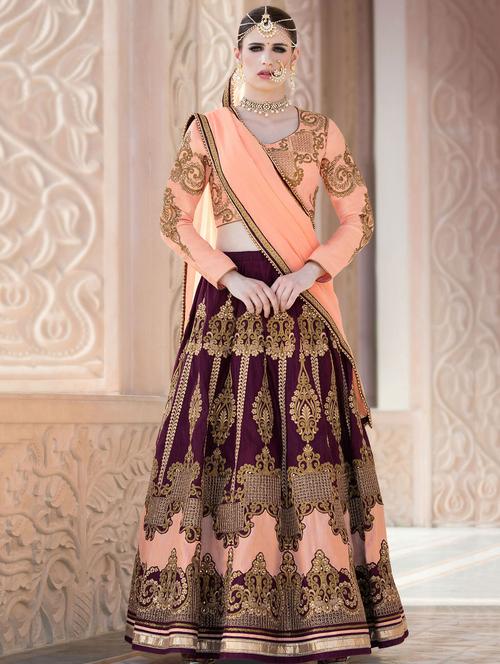 purple flared lehenga - 14961080 - Very Small Image - 1