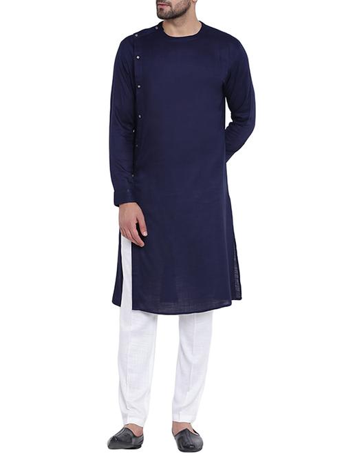 navy blue rayon long kurta - 14961369 - Very Small Image - 1