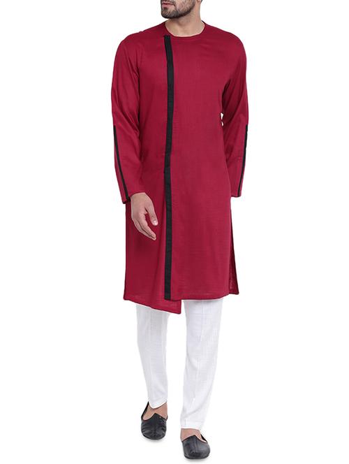 red solid long kurta - 14961378 - Very Small Image - 1