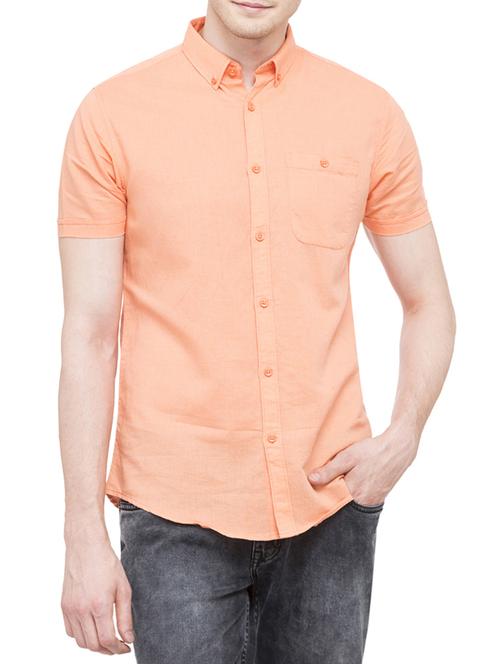 peach cotton casual shirt - 14961644 - Very Small Image - 1