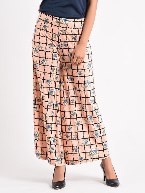 pink checkered rayon palazzo - 14961929 - Very Small Image - 1