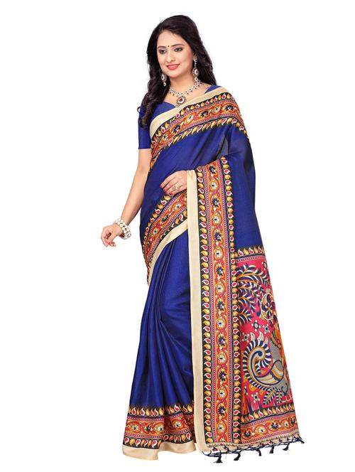 blue khadi printed saree with blouse - 14963551 - Very Small Image - 1