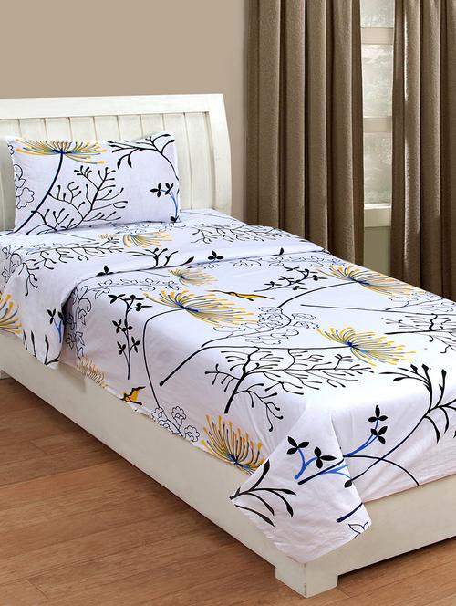 cotton single bedsheet with 1 pillow cover - 14965883 - Very Small Image - 1