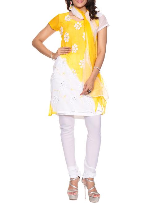 multi colored chiffon churidaar suits unstitched suit - 14967812 - Very Small Image - 1