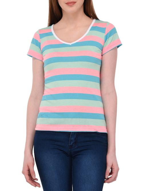 blue strped cotton tee - 14968083 - Very Small Image - 1