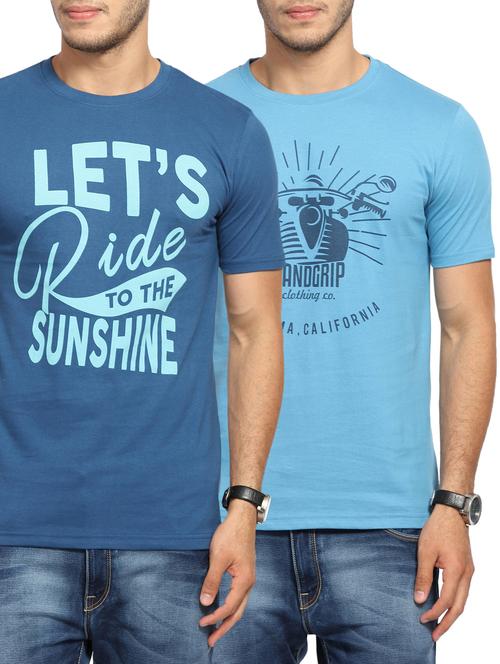 blue cotton combos t-shirt (set of 2) - 14968227 - Very Small Image - 1