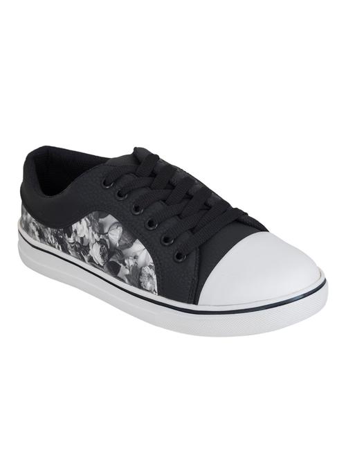 black leatherette laceup sneakers - 14968312 - Very Small Image - 1