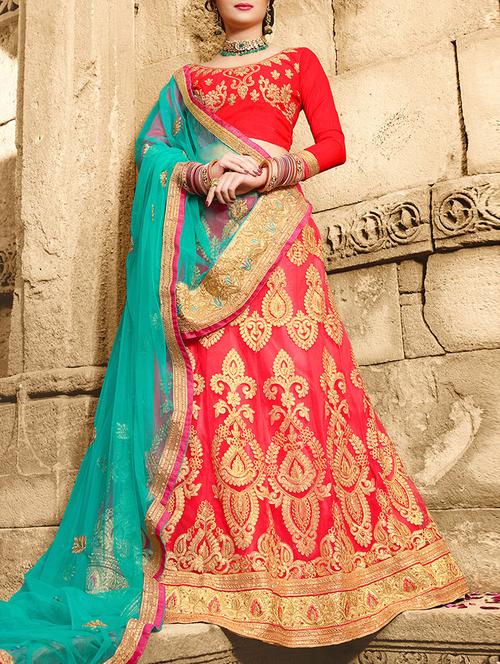 pink net flared lehenga - 14969186 - Very Small Image - 1