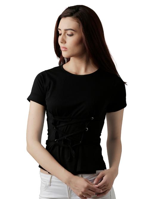 eyelet lace-up corset top - 14970094 - Very Small Image - 1