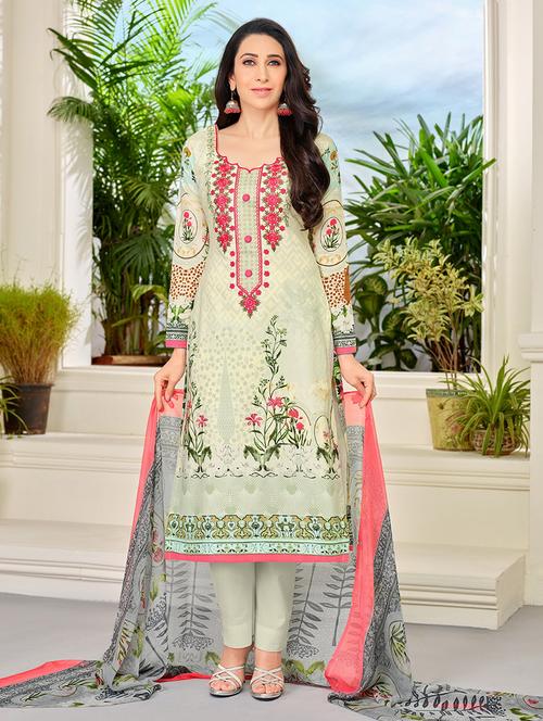 floral unstitched churidaar suit - 14970723 - Very Small Image - 1