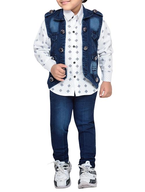 blue shirt & jeans set with jacket - 14973317 - Very Small Image - 1