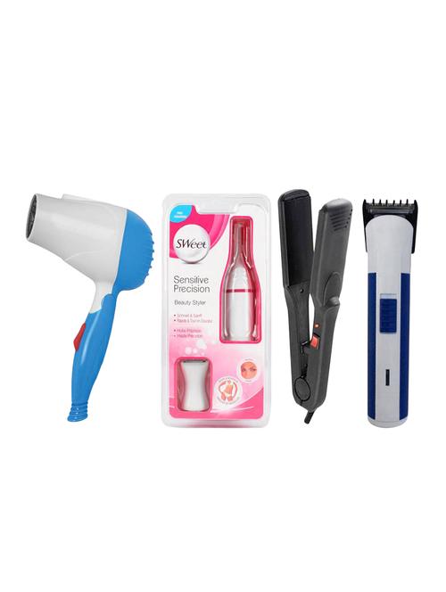 combo of nova hair dryer,curling rod,hair straightener and sensitive cordless trimmer - 14973455 - Very Small Image - 1