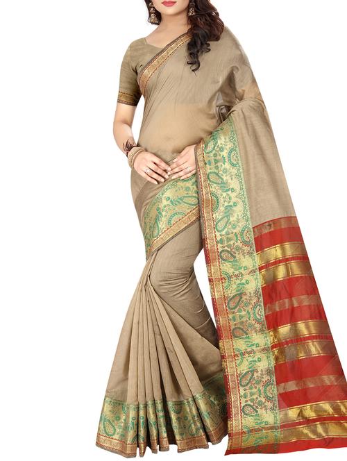 zari bordered saree with blouse - 14973672 - Very Small Image - 1