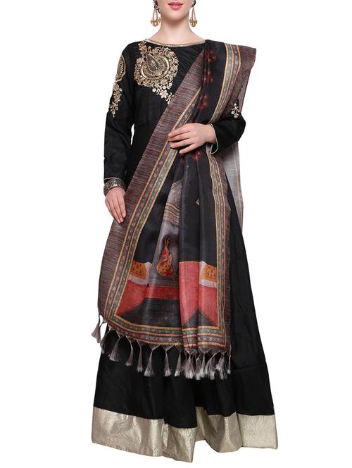 black khadi dupatta - 14974250 - Very Small Image - 1
