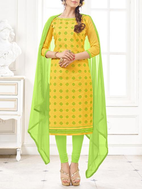 embroidered semi-stitched churidaar suit - 14974741 - Very Small Image - 1