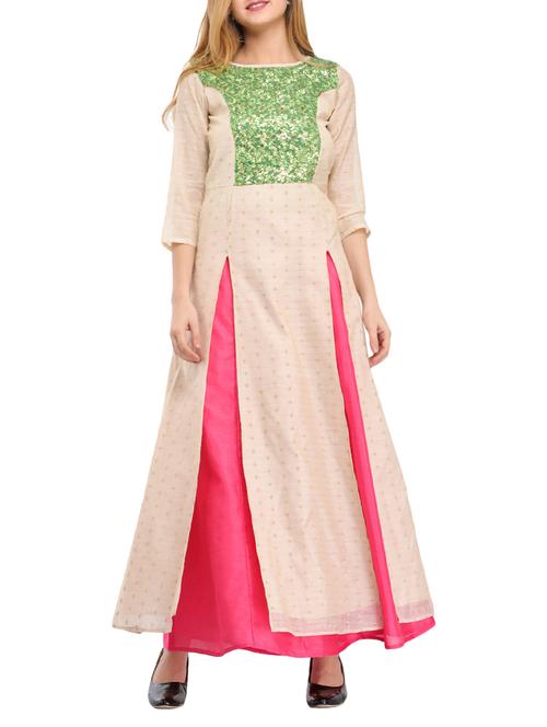 embroidered dual slit kurta palazzo set - 14979049 - Very Small Image - 1