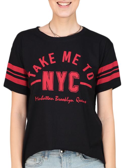 black cotton graphic printed tee - 14979623 - Very Small Image - 1