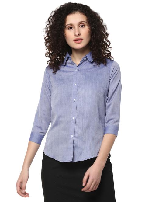 solid blue cotton shirt - 14980415 - Very Small Image - 1