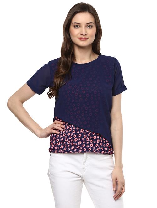 navy blue layered top - 14980457 - Very Small Image - 1